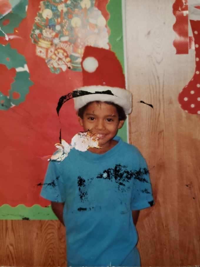boy in santa hat