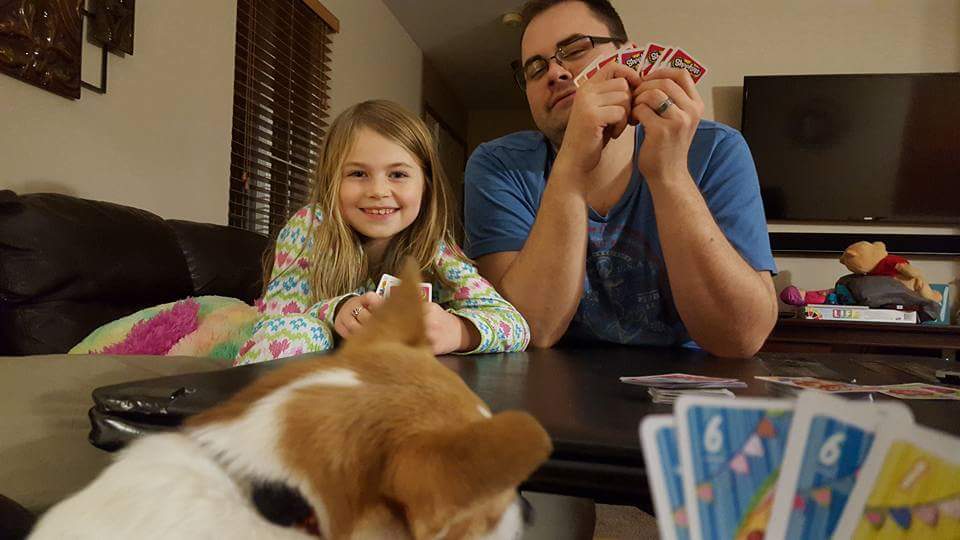 family playing cards