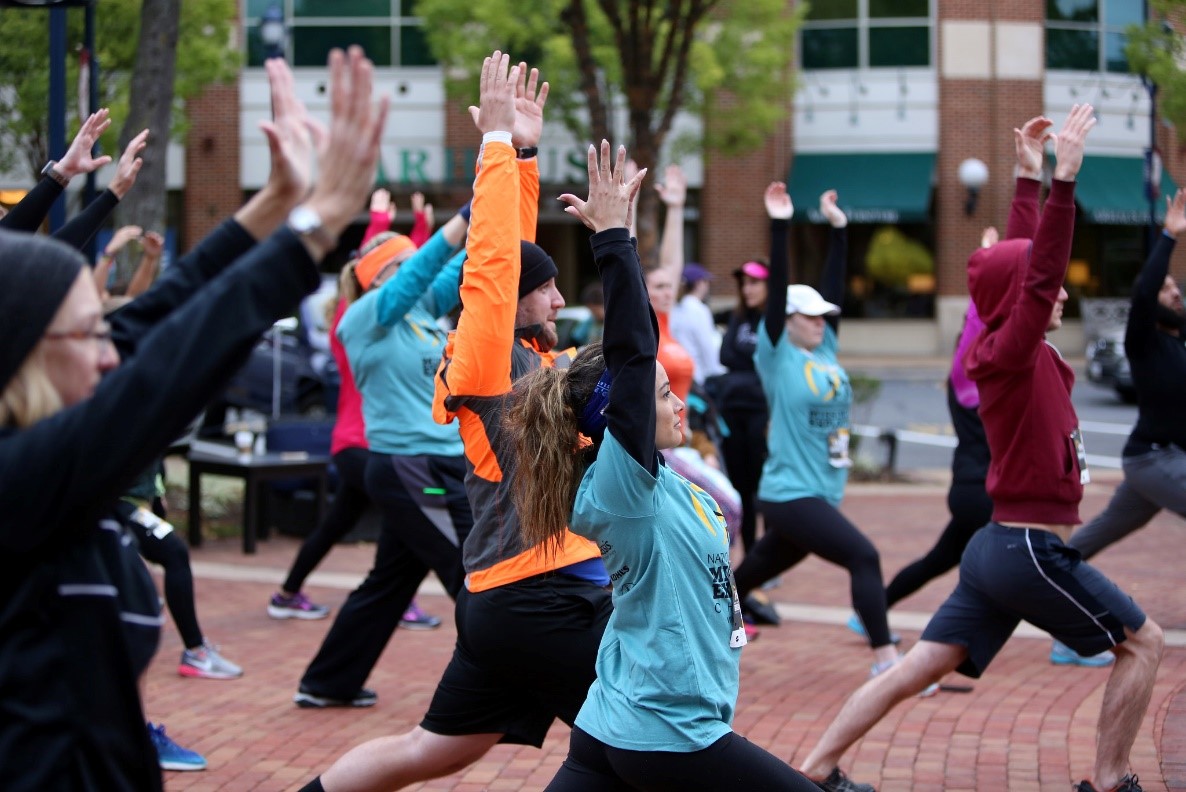  Runners stretching before the 5K.