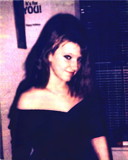 Tracy in a black dress