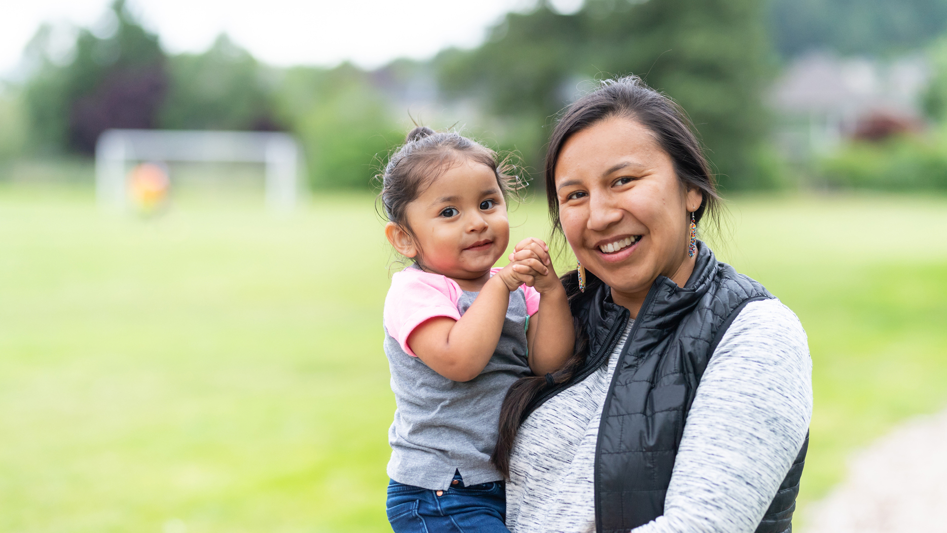 native american woman and child