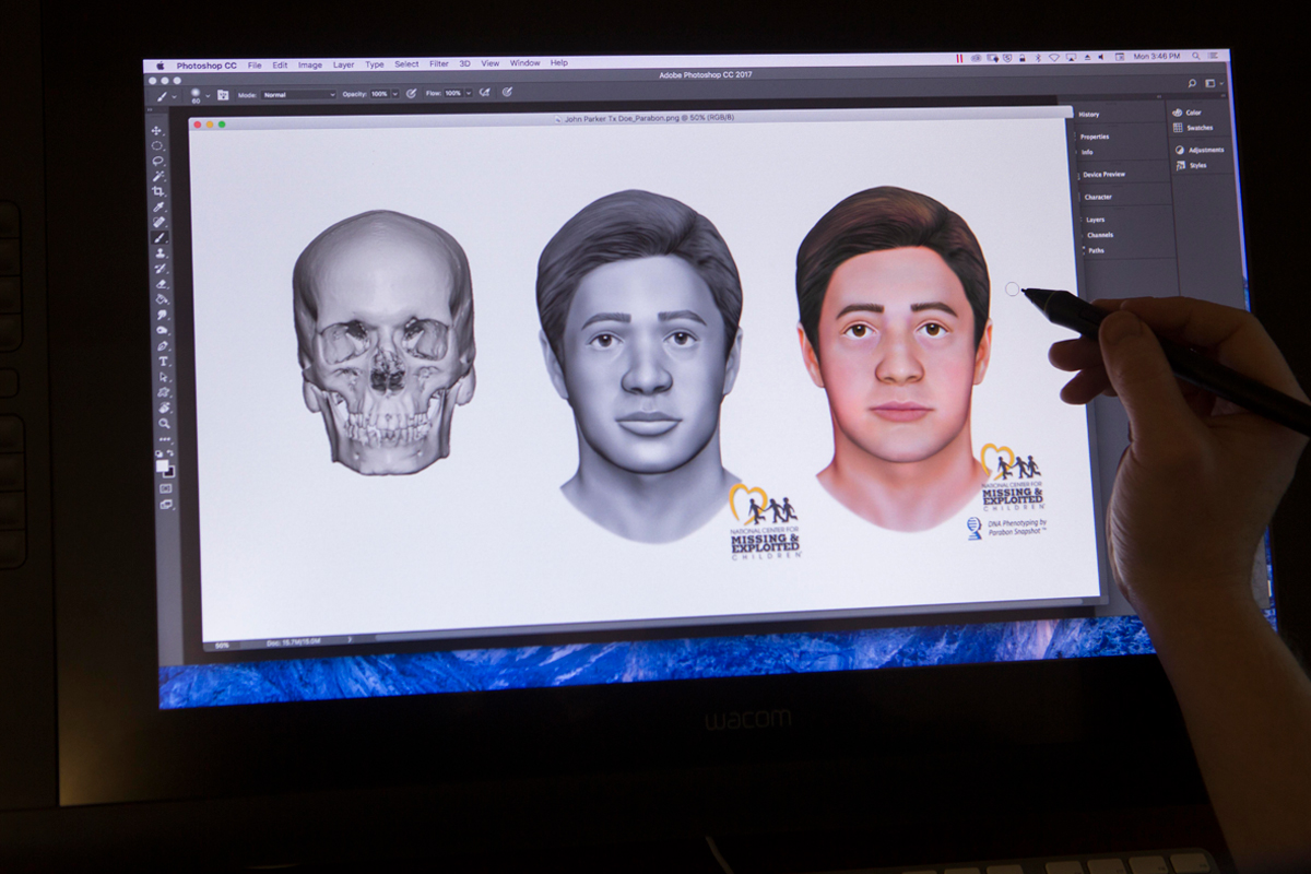 Facial reconstruction on a computer