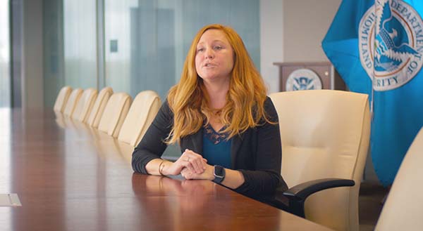 woman talking at table