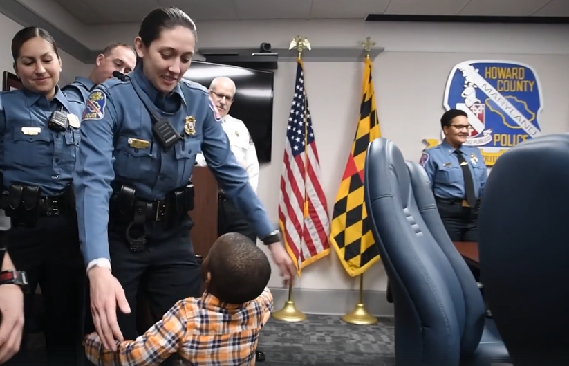 Ethan hugging police