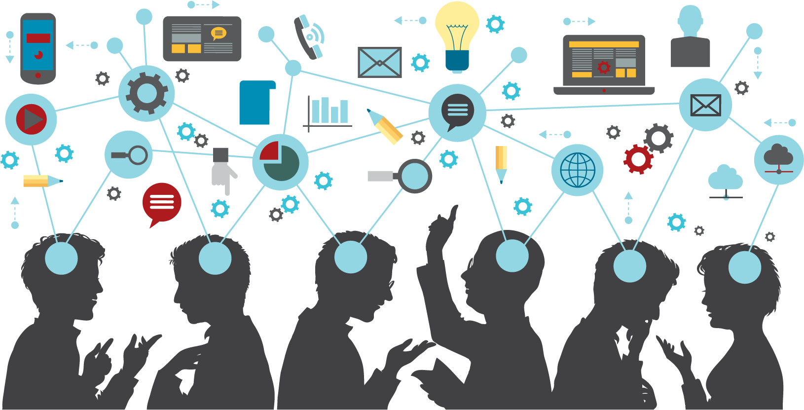 NCMEC CONNECT, icons, people thinking, collaborating, online training