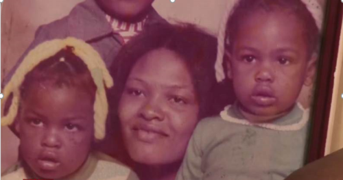 woman with twin daugthers, african american