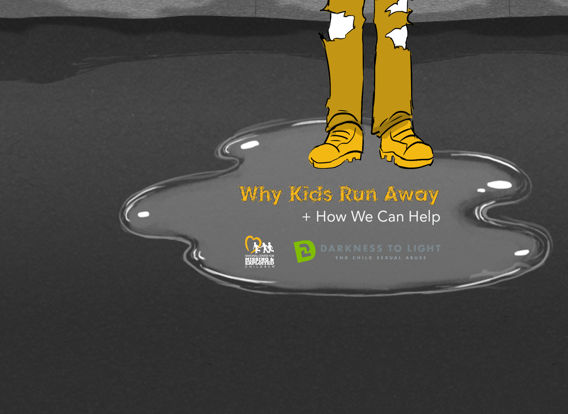 cartoon feet in water puddle