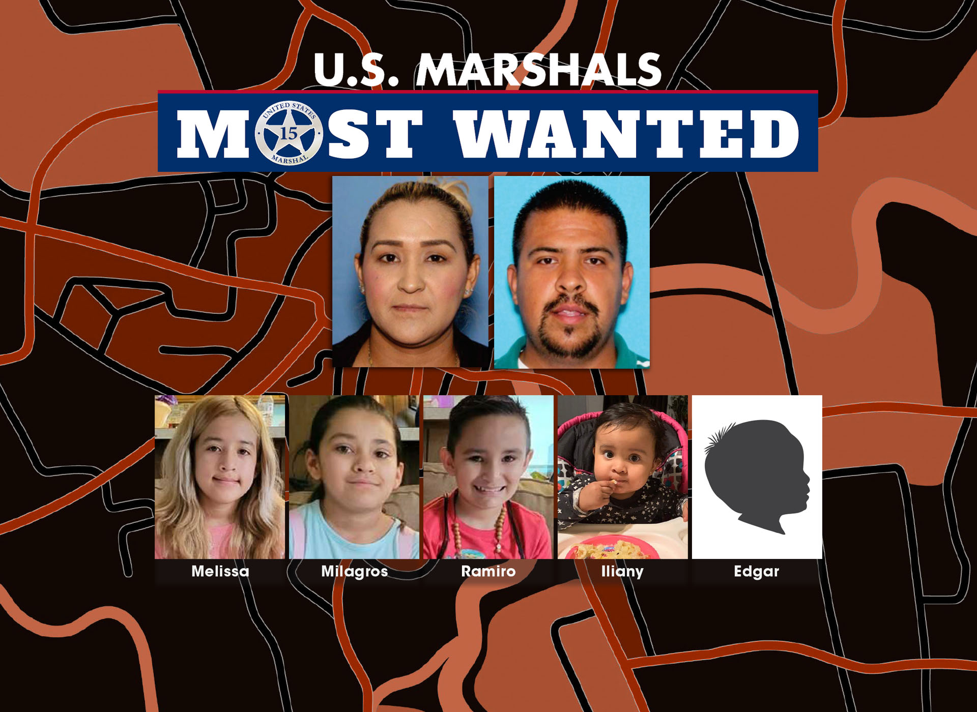abductors and children overlayed on a darkly colored map image