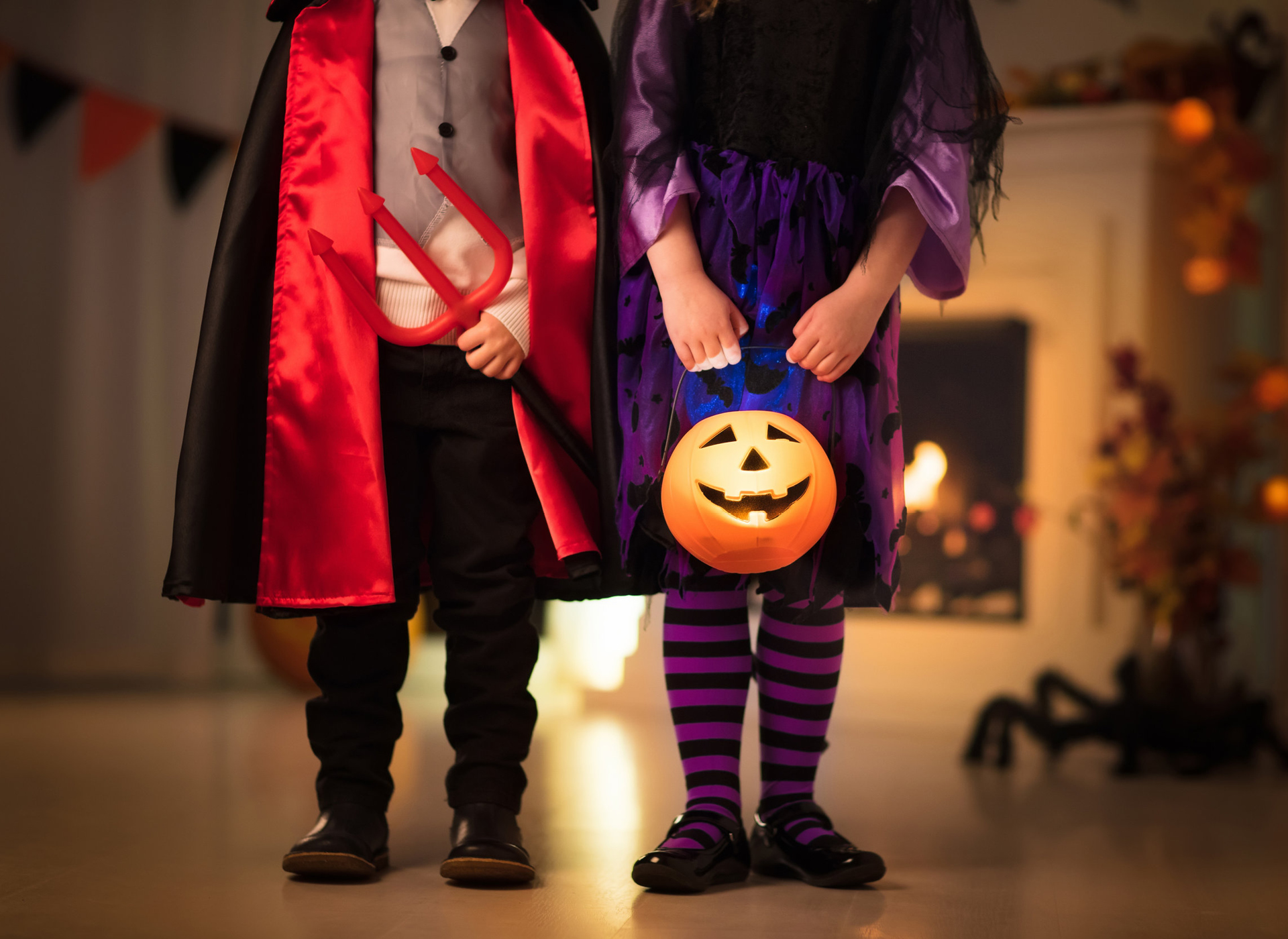 kids in costume for halloween