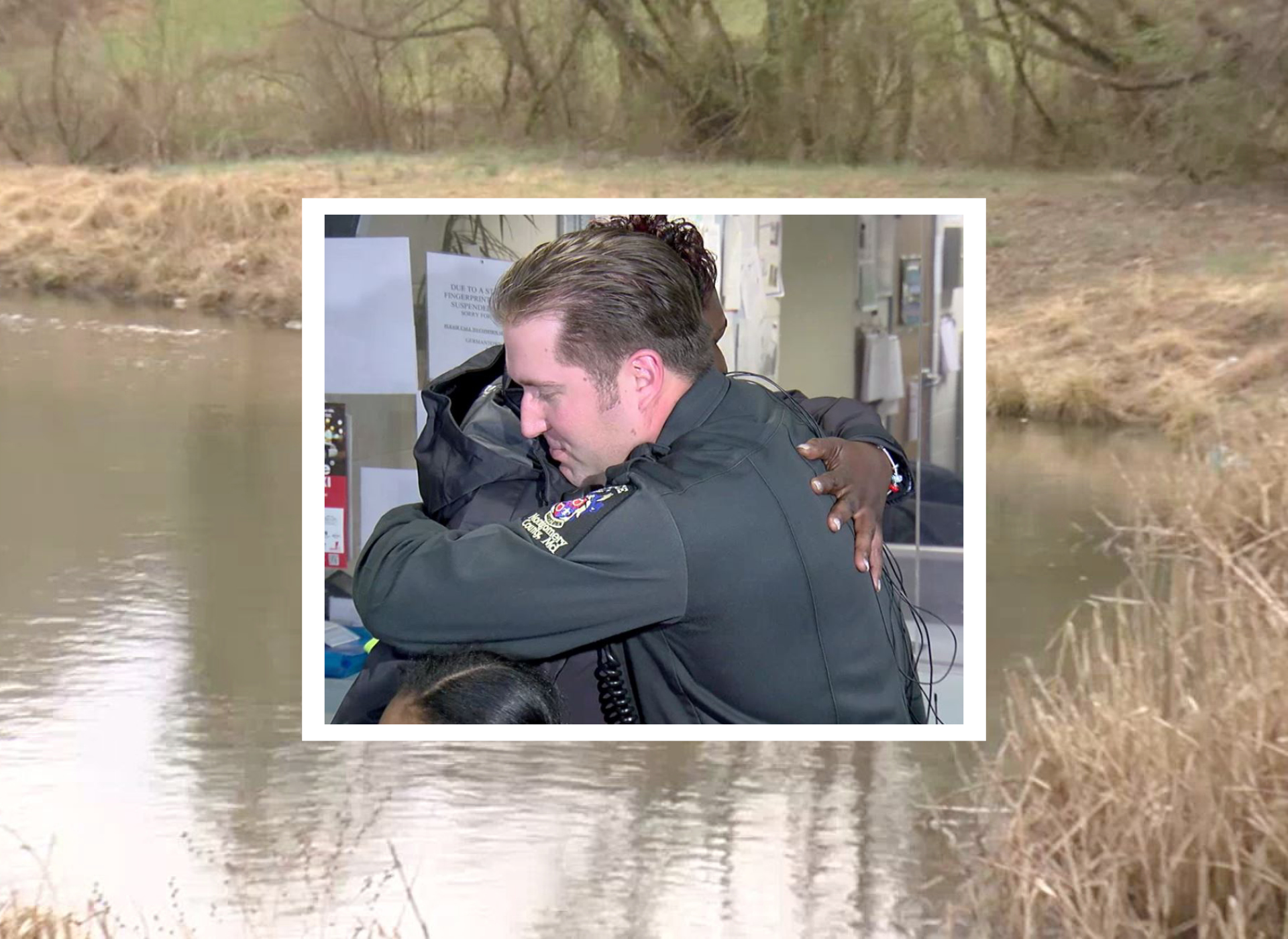 police officer hugging