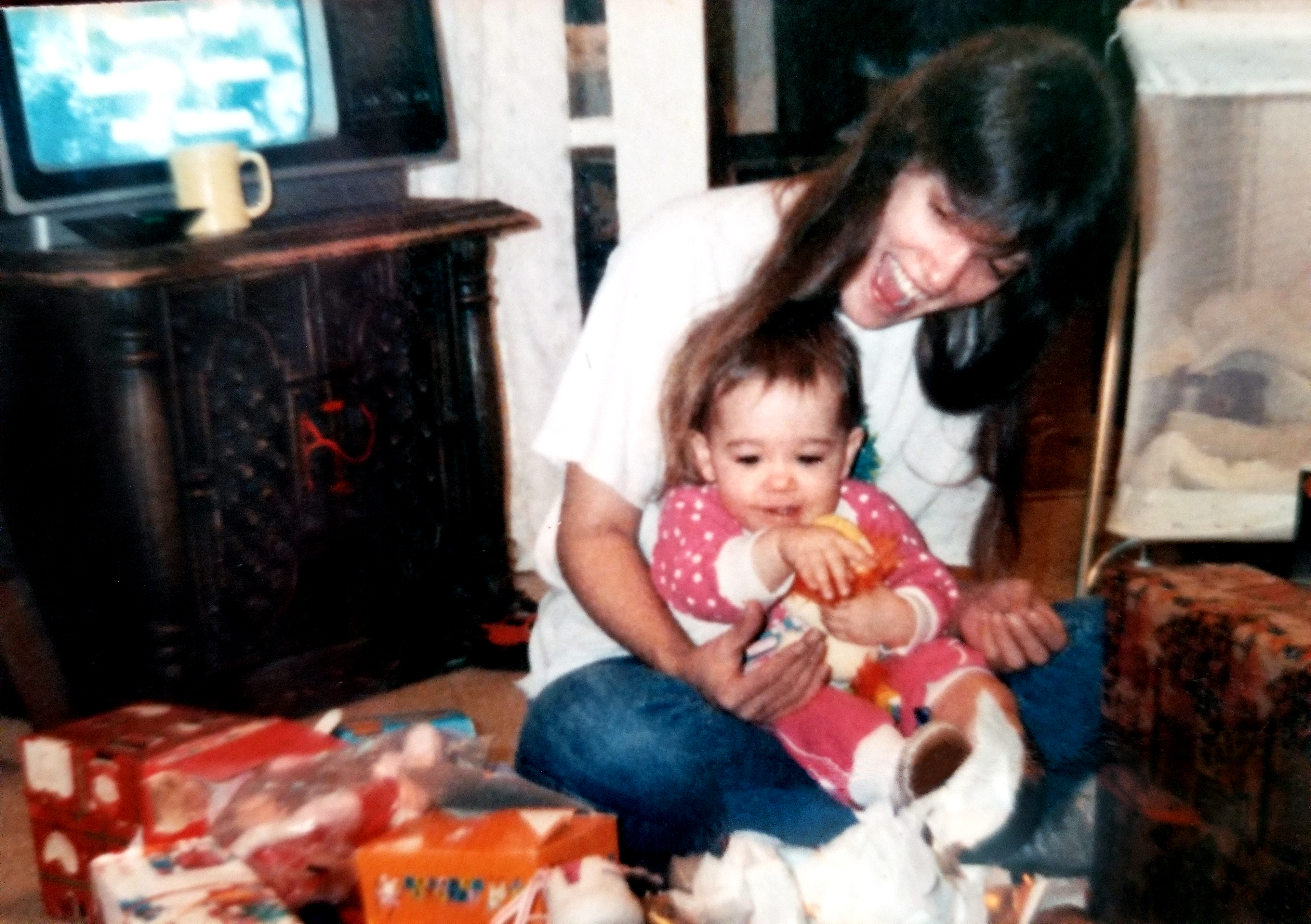 Mom and baby in living room