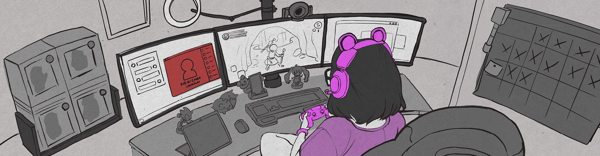 Gaming hero banner, illustration